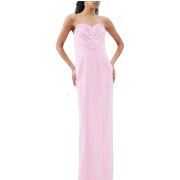 $4,490 Carolina Herrera Pink Strapless Heart Column Gown Size 8 - Picture 3 of 13
